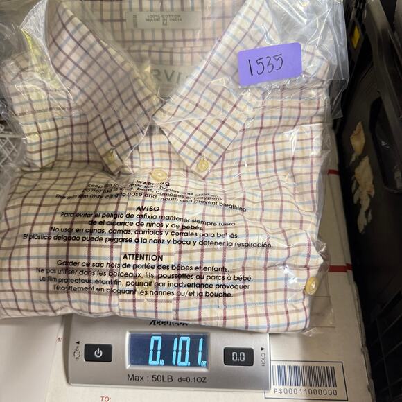 Orvis M White Check Button Down Shirt Woven Cotton Casual‎ Formal Wedding Guest - Picture 8 of 8